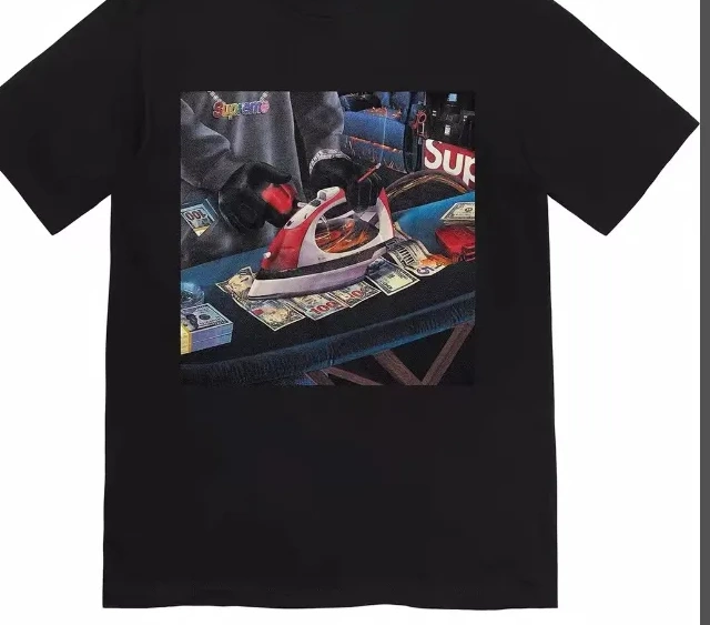 Short Sleeve XL L S Gas BLING M USD Tee Black Large Banknote 22SS Iron T-shirt White Necklace and 0825